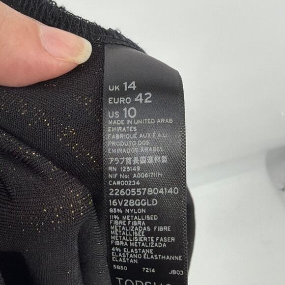 Topshop Metallic Jumper Sz 10 Gold Black Y2K Holiday Clubwear Geometric NWT Glam - Picture 11 of 12